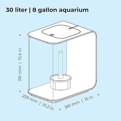 biOrb Flow 30 Acrylic 8-Gallon Aquarium with White LED Lights Modern Tank for Tabletop Display, White biOrb