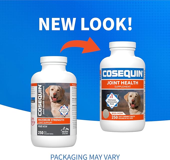 Nutramax Laboratories Cosequin Maximum Strength Joint Health Supplement for Dogs - With Glucosamine, Chondroitin, and MSM, 250 Chewable Tablets NutramaxLaboratories