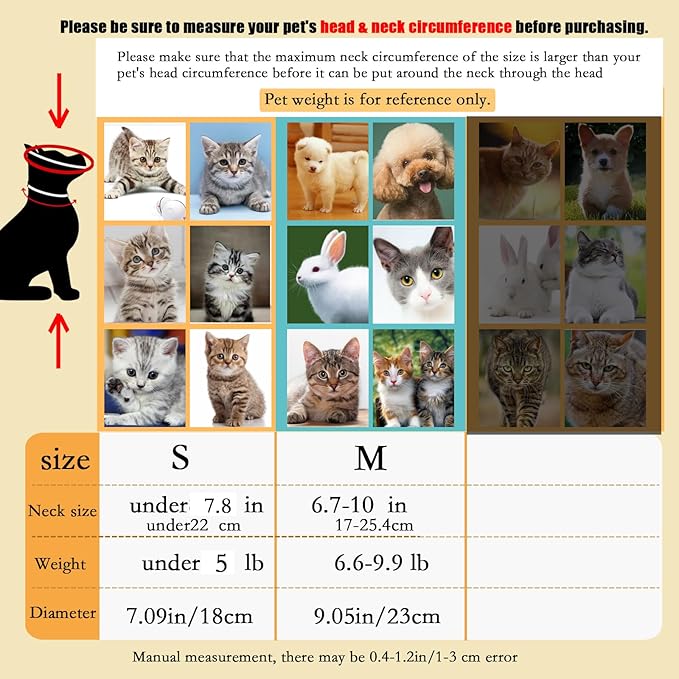 Cat Recovery Soft Collar, Waterproof Soft Recovery Collar. Anti-bite and Anti-Lick Wound Healing Safe Adjustable Elizabethan Collar.(M) PAWPICO