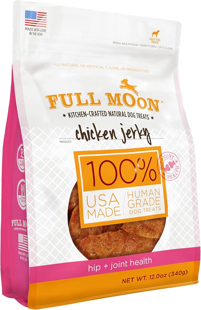 Full Moon Chicken Jerky Healthy All Natural Dog Treats Human Grade For Hip And Joint 12 oz - PAWPICO