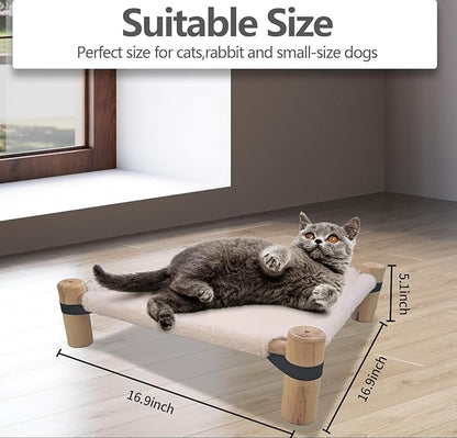 Cat/Dog Bed,Wooden Pet Hammock Bed,Elevated Breathable Dog Bed, Detachable Portable Indoor/Outdoor Cat Beds&Furniture,Suitable for Kitty,Puppy,Bunny and Small Animal(Pink) - PAWPICO