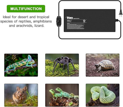 iPower 8 by 18 Inch Reptile Heating Pad with Temperature Adjustable Controller Knob, Under Tank Warmer Terrarium Heat Mat for Reptiles and Amphibians iPower