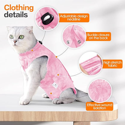 Cat Recovery Suit for Spay Cat Onesie for Cats After Surgery, Breathable Cat Surgery Recovery Suit Female Male Surgical Spay Suit, Kitten Recovery Suit E Collar Alternative Anti Licking Wounds, Large Coppthinktu