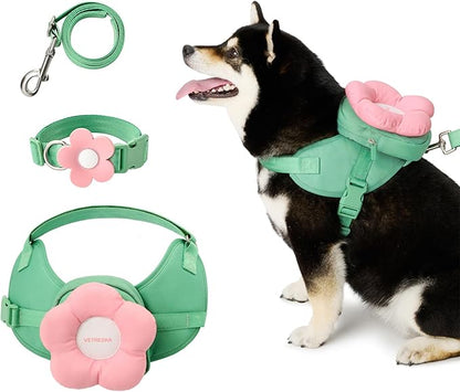 VETRESKA Flora Dog Harness, Leash and Collar Set, No Pull Dog Vest Harness for Walking and Training, Adjustable, Easy Control and Soft Padded Pet Harness and Backpack for Small Medium Large Dogs, XS VETRESKA