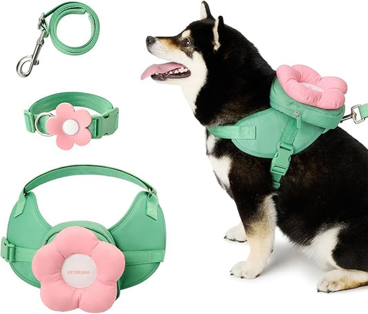 VETRESKA Flora Dog Harness, Leash and Collar Set, No Pull Dog Vest Harness for Walking and Training, Adjustable, Easy Control and Soft Padded Pet Harness and Backpack for Small Medium Large Dogs, XS VETRESKA