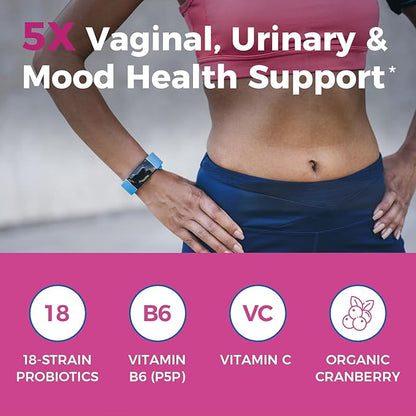 NewRhythm Probiotics for Women, P-5-P, Vitamin C & Organic Cranberry, 100 Billion CFU 18 Strains, Prebiotics & Probiotics, Vaginal Probiotics for Digestive Health & PH Balance, 60 Capsules, No Dairy NewRhythm