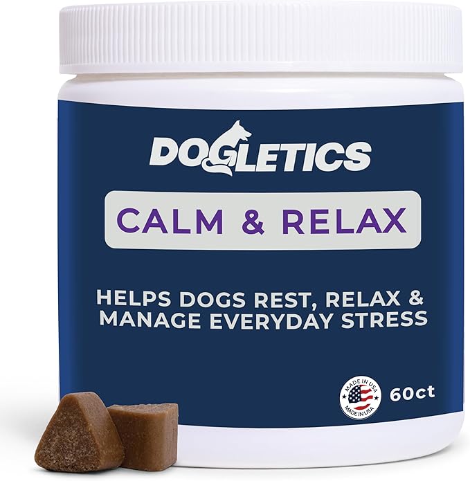 Calm & Relax Soft Chew Supplements for Dogs - Reduce Stress & Anxiety, Behavioral Support, Promote Rest & Relaxation for Active Dogs Dogletics