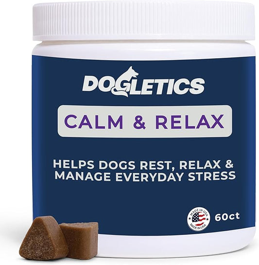 Calm & Relax Soft Chew Supplements for Dogs - Reduce Stress & Anxiety, Behavioral Support, Promote Rest & Relaxation for Active Dogs Dogletics