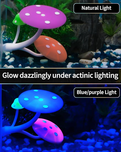 Uniclife Betta Mushroom Hammock Soft Aquarium Rest Bed Fish Breeding Playing Pad with Suction Cup Silicone Ornament Decoration Colorful Lifelike Decor for Fish Tank Landscape, 2 Pack UnicLife