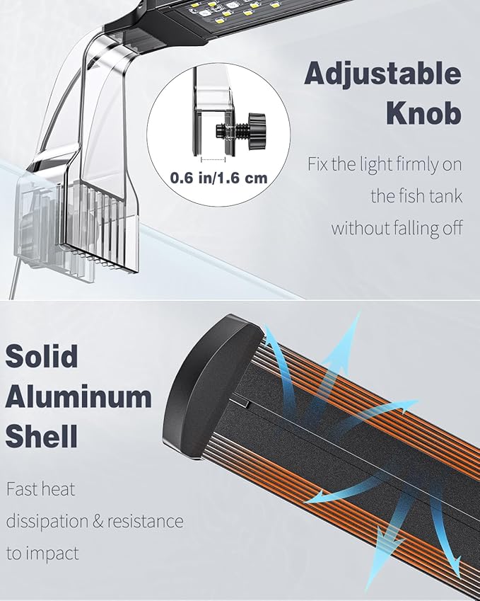 Pawfly Aquarium LED Light 24/7 Fish Tank Light with Full Spectrum Brilliant White Blue Red Green Lights Multi-Colored LEDs with D/N Mode Single Color Effects Timer and Adjustable Brightness Pawfly