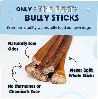 Pawstruck All-Natural 12" Bully Sticks for Dogs - Best Long Lasting, Rawhide Free, Low Odor & Grain Free Dental Chew Treat - Healthy Single Ingredient 100% Real Beef - 1 lb. Bag - PAWPICO