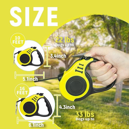 Retractable Dog Leash Automatic Telescopic Tractor Dog Tape, Pet Tape 10/16 FT Durable and Convenient, with Non-Slip Handle, Suitable for Small and Medium-Sized Dogs Yellow LIEVUIKEN