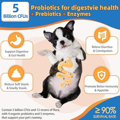 Dog Multivitamin Powder with Glucosamine, Dog Vitamins and Supplements for Immune Support, Dog Skin and Coat Supplement with Omega 3 for Allergy Relief, Probiotics for Dog Support Digestive Health ZEBORA