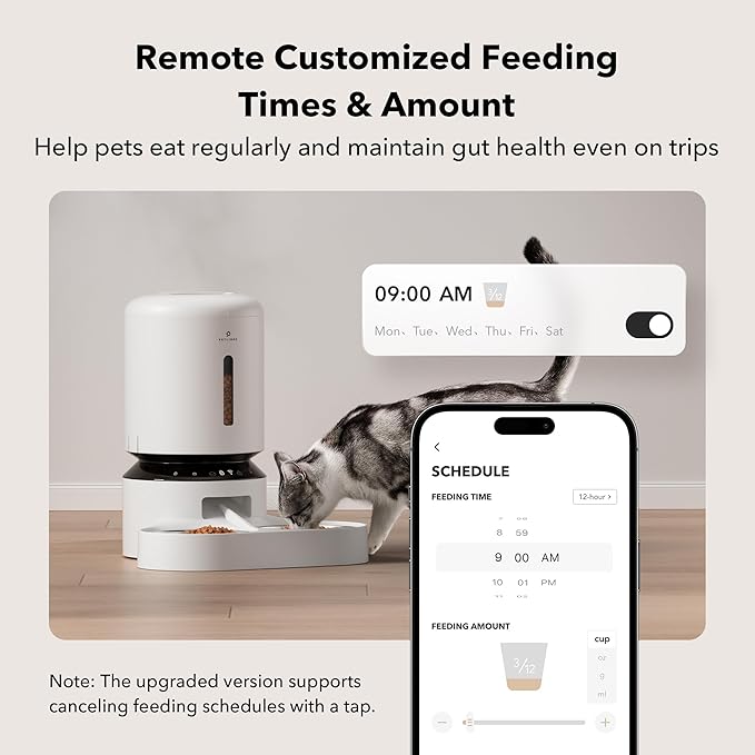 PETLIBRO Automatic Cat Feeder, WiFi Pet Feeder for 2 Cats or Dogs with APP Control, 5L Timed Cat Food Dispenser, Adjustable Meal Splitter, Fresh Food Storage, 10s Meal Call, Stainless Steel Bowls - PAWPICO