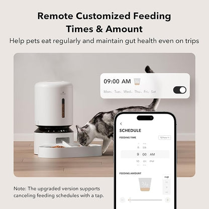 PETLIBRO Automatic Cat Feeder, WiFi Pet Feeder for 2 Cats or Dogs with APP Control, 5L Timed Cat Food Dispenser, Adjustable Meal Splitter, Fresh Food Storage, 10s Meal Call, Stainless Steel Bowls - PAWPICO