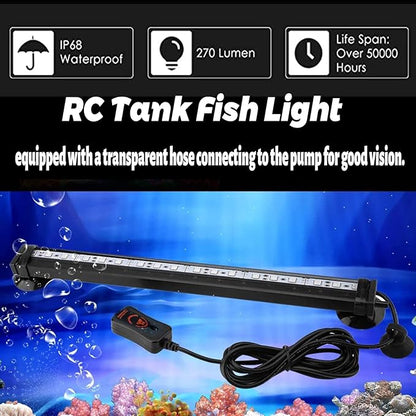 HCDMRE LED Aquarium Light, Multi-Color Fish Tank Light with Remote Control, 16 Colors and 4 Modes, IP68 Waterproof,Underwater Submersible LED Lights,67cm/26.4" PAWPICO