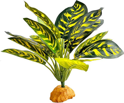 Woyrise Reptile Artificial Plants for Terrarium Decor, Amphibian Habitat Decorations Bearded Dragon Tank Accessories fit Crested Gecko Leopard Lizard Chameleon Ball Python Snake Frog - Prayer Peacock Woyrise