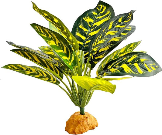 Woyrise Reptile Artificial Plants for Terrarium Decor, Amphibian Habitat Decorations Bearded Dragon Tank Accessories fit Crested Gecko Leopard Lizard Chameleon Ball Python Snake Frog - Prayer Peacock Woyrise