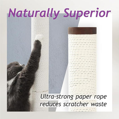 Necoichi 31.5” Tall Cat Scratching Post Kitten Scratcher Paper Rope Scratch Posts Trees with Hanging for Indoor Cats (31.5 inches for Adult Cats, Large, Dark Cherry) - PAWPICO