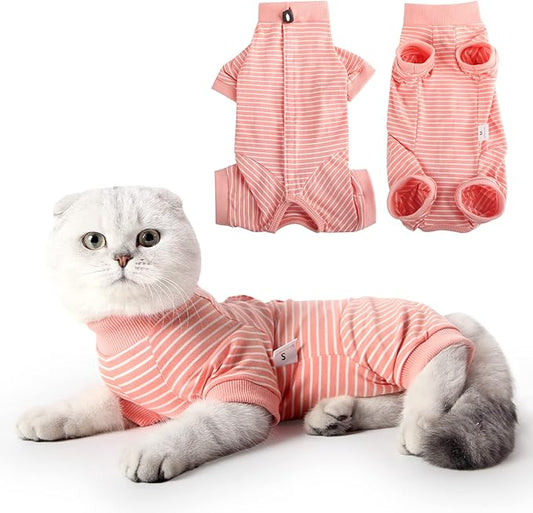 LIANZIMAU Cat Surgical Recovery Suit Professional for Male Female Dog Abdominal Wounds Cone E-Collar Alternative Anti-Licking Pet Surgical Recovery Pajama Suit Soft Fabric Onesie for Cats Lianzimau