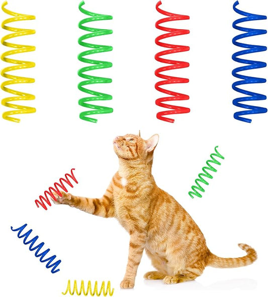 SPOT Thin Colorful Springs Cat Toy - Bouncy Toys for Medium Indoor Cat Breeds to Bite, Swat, Chase - Keeps Cats & Kittens Entertained for Hours - Includes Ten 3” Wide Spiral Springs, Assorted Colors - PAWPICO