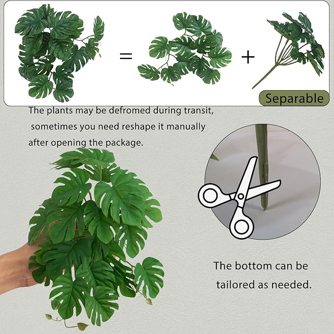 Fake Reptile Plants for Reptile Terrarium Plants, Reptile Plant Décor, Turtle Tank Plants with Suction Cup IBWell