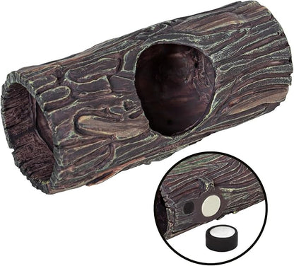 REPTIZOO Magnetic Reptile Hide Cave Resin Hollow Tree Trunk Hideout, Gecko Hide with Strong Magnetic Reptile Climbing Toy Reptile Tank Accessories for Crested Gecko,Lizard, Terrarium Decor REPTIZOO