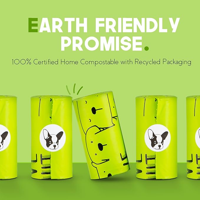 100% Certified Home Compostable Dog Poop Bags with Handles - 10% to Charity - ASTM D6400 & EN 13432 Compliant Large Poop Bags - 240 Bags - 20 Rolls of Plant Based X Large Compostable Poop Bags - PAWPICO
