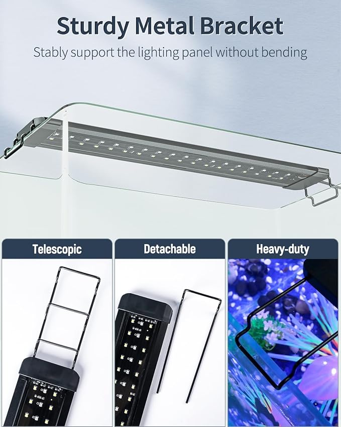 Pawfly 14W Aquarium LED Light for 18 to 24 Inch Fish Tanks Extendable Fish Tank Light with Full Spectrum Brilliant White Blue Red Lights with Daytime & Night Modes and Adjustable Brightness Pawfly