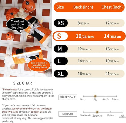 Dog Halloween Sweater for Small Size Dog - Puppy Gift Medium Warm Pumpkin Clothes in Winter, Turtleneck Pullover Design for Male Girl Pet, Doggies, Cat, Kitten Pug Bulldog (S, Orange, Black) - PAWPICO