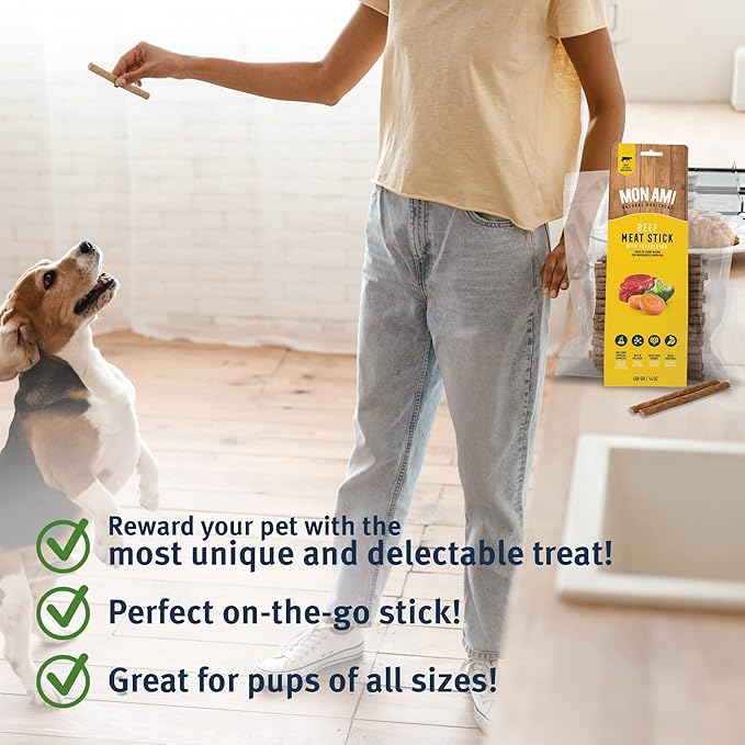 Mon Ami Beef Meat Sticks for Dogs with Farm Fresh Vegetables (28 Oz) – Human Grade Dog Treats with Superfoods - Training Treats for Dogs - Healthy Dog Treats for Small, Medium and Large Dogs - PAWPICO