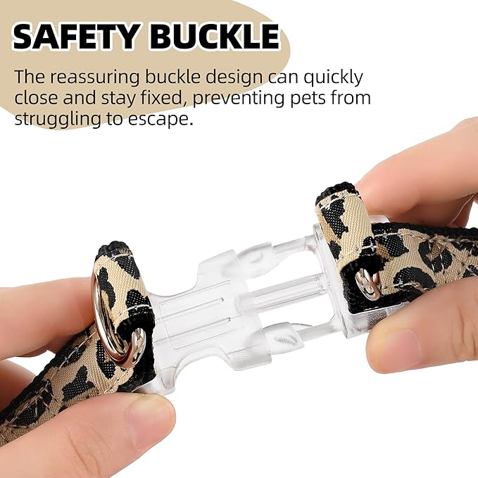 Mile High Life Leopard Dog Harness Collar Leash Set | Adjustable No Pull Dog Halter Harness for Small Breed Dogs | Easy Control for Training Walking | Black, X-Small - PAWPICO