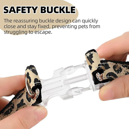 Mile High Life Leopard Dog Harness Collar Leash Set | Adjustable No Pull Dog Halter Harness for Small Breed Dogs | Easy Control for Training Walking | Black, Small MileHighLife