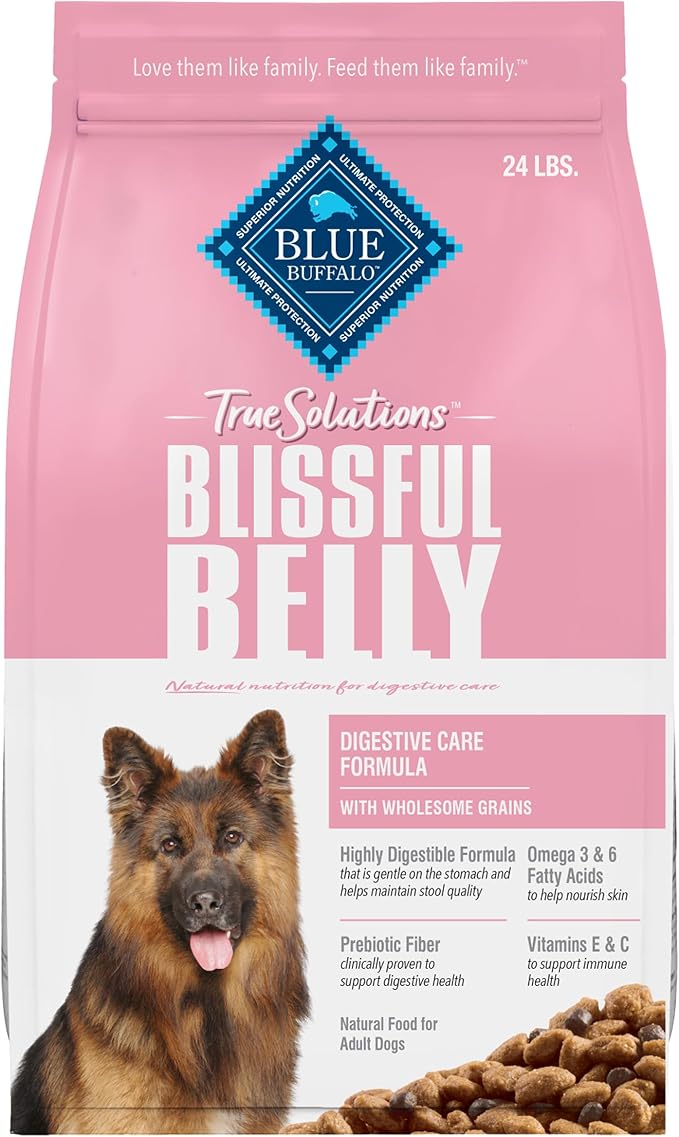 Blue Buffalo True Solutions Blissful Belly Digestive Care Natural Dry Food for Adult Dogs, Chicken, 24-lb. Bag - PAWPICO