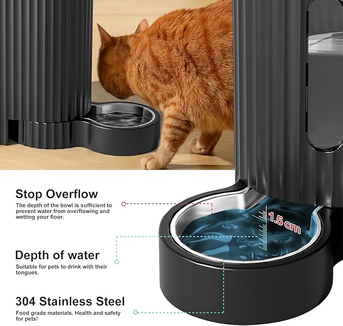 Gardner Pet Automatic Gravity Cat Food Feeder and Water Dispenser Stainless Steel Two-in-One Set Large Capacity Dispenser for Pets Dogs, Puppies, Kittens - PAWPICO
