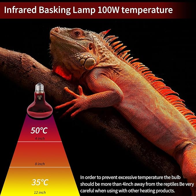 Reptile Heat Lamp,75W Red Basking Spot Lamp Bulb for Chickens Amphibians, Infrared Heat Emitter Light for Coop REPTIHOME