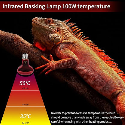 Reptile Heat Lamp,75W Red Basking Spot Lamp Bulb for Chickens Amphibians, Infrared Heat Emitter Light for Coop REPTIHOME