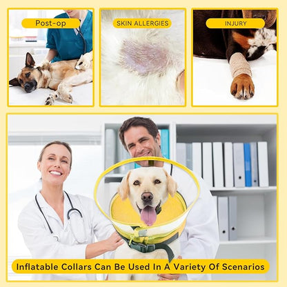 Dog Cone Collar, Inflatable Dog Cone After Surgery for Small Medium Large Dogs, Soft Dog Cone of Alternative with Enhanced Anti-Licking Guard Shield for Pets (Yellow, M (Neck: 9"-12")) RoyalClaws
