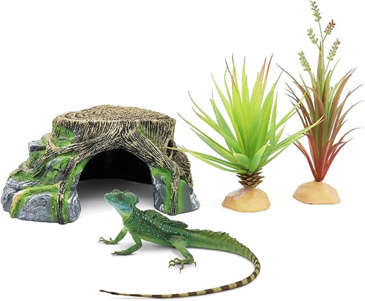 Reptile Hides Hideout Habitat, Reptile Caves for Bearded Dragons, Leopard Geckos, Lizards, Turtles, Snakes, Frogs (Large-A) PAWPICO
