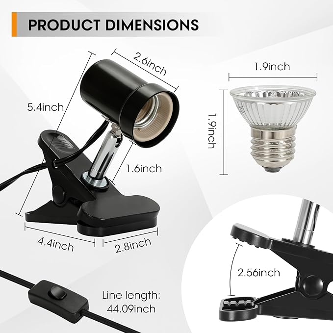 (2nd Gen) 50W Reptile Heat Lamp Turtle Lamp UVA UVB Bulb with Compact Fixture Basking Light Simulated Sunlight Heat Bulbs for Reptiles Amphibians Turtle Bearded Dragon Lizard Snake Chicken GeeKoit
