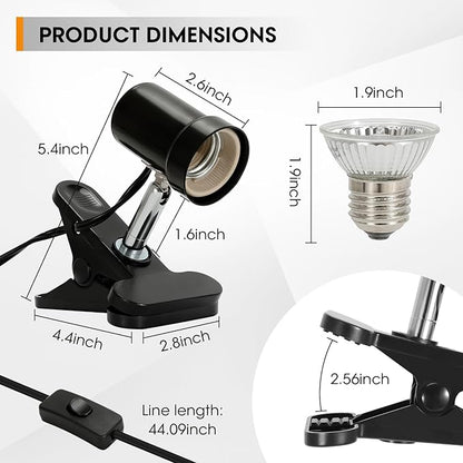 (2nd Gen) 50W Reptile Heat Lamp Turtle Lamp UVA UVB Bulb with Compact Fixture Basking Light Simulated Sunlight Heat Bulbs for Reptiles Amphibians Turtle Bearded Dragon Lizard Snake Chicken GeeKoit