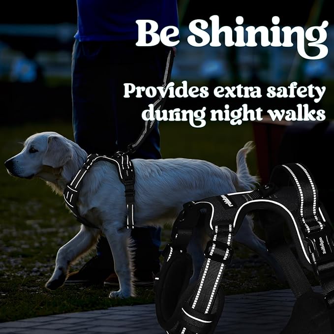 rabbitgoo Dog Harness for Large, No Pull Pet Harness with 3 Buckles, Adjustable Soft Padded Pooch Vest with Instant Control Handle, Easy Walking Reflective Pet Vest for Extra Large Dogs, Black, XL - PAWPICO
