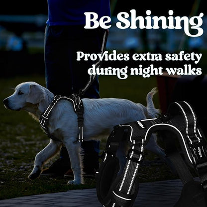 rabbitgoo Dog Harness for Large, No Pull Pet Harness with 3 Buckles, Adjustable Soft Padded Pooch Vest with Instant Control Handle, Easy Walking Reflective Pet Vest for Extra Large Dogs, Black, XL - PAWPICO