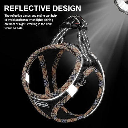 Mercano Soft Mesh Dog Harness and Leash Set, No-Chock Step-in Reflective Breathable Lightweight Easy Walk Escape Proof Vest Harnesses with Safety Buckle for Small Medium Dogs, Cats (Black Yellow, XL) PAWPICO