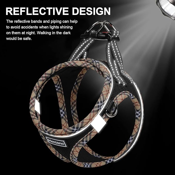 Mercano Soft Mesh Dog Harness and Leash Set, No-Chock Step-in Reflective Breathable Lightweight Easy Walk Escape Proof Vest Harnesses with Safety Buckle for Small Medium Dogs, Cats (Black Yellow, L) PAWPICO