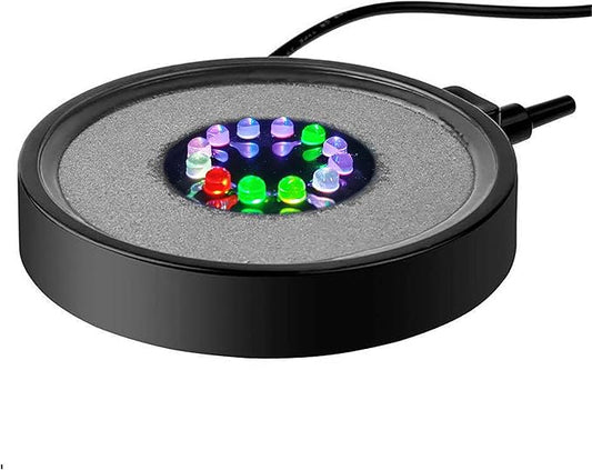 NICREW Multi-Colored Aquarium LED Bubbler Stone Disk, Fish Tank Bubbler with Auto Color Changing LEDs NICREW