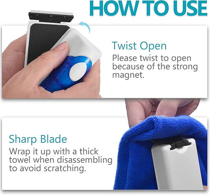 Magnetic Aquarium Fish Tank Glass Algae Scrapers Glass Cleaner Scrubber Clean [Blades Attachment, Floating, Scratch-Free, Non-Slip, Magnetizing] XL Neptonion