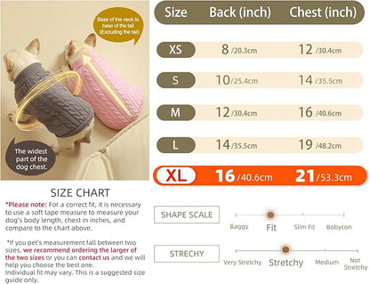 2 Pack Dog Sweaters for Small Dogs - Puppy Medium/Large Size Warm Clothes Winter, Turtleneck Pullover Design for Male Girl Pet, Doggie, Kitten Chihuahua Bulldog Pug Beagles (XL, Grey. Pink) - PAWPICO