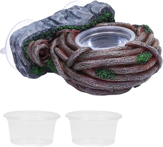 AIICIOO Vine Reptile Feeding Ledge Pet Food Bowl Water Dish Amphibian Feeder Bowl Reptile Terrarium Decor for Bearded Dragon Lizard Snake Frog Gecko Tortoise Hermit Crab AIICIOO