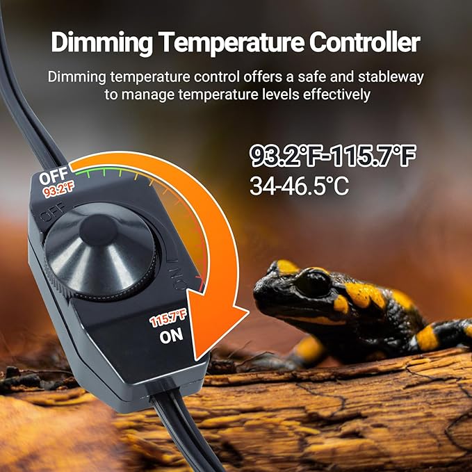 REPTI ZOO 8" X 12" Reptile Heat Pad Fast Heating Pad with Adjust Knob 16W Reptile Heat Mat for Turtles/Hermit Crabs/Bearded Dragons/Leopard Geckos/Snakes/Lizards, and Seed Germination REPTIZOO